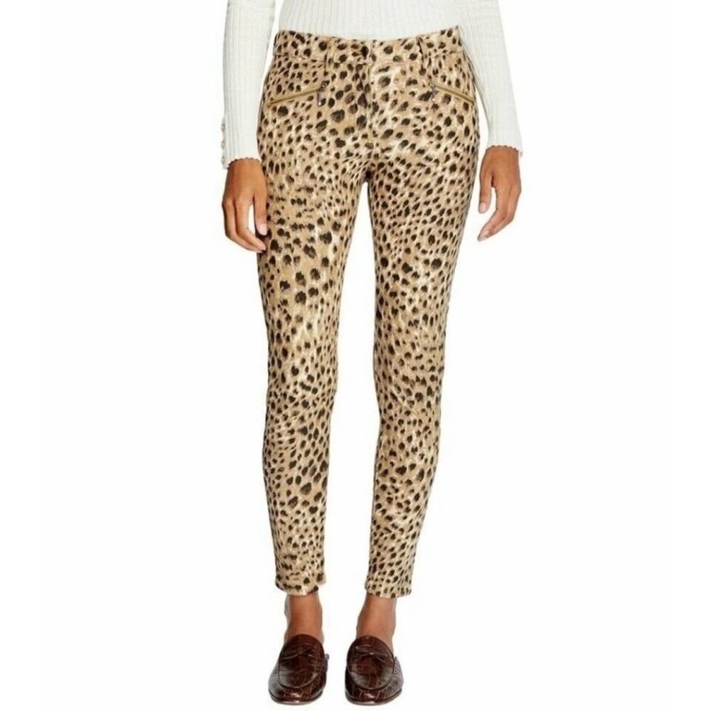 J. McLaughlin • Beige Tan Black Leopard Safari Baxter Ankle Zip Skinny Jeans